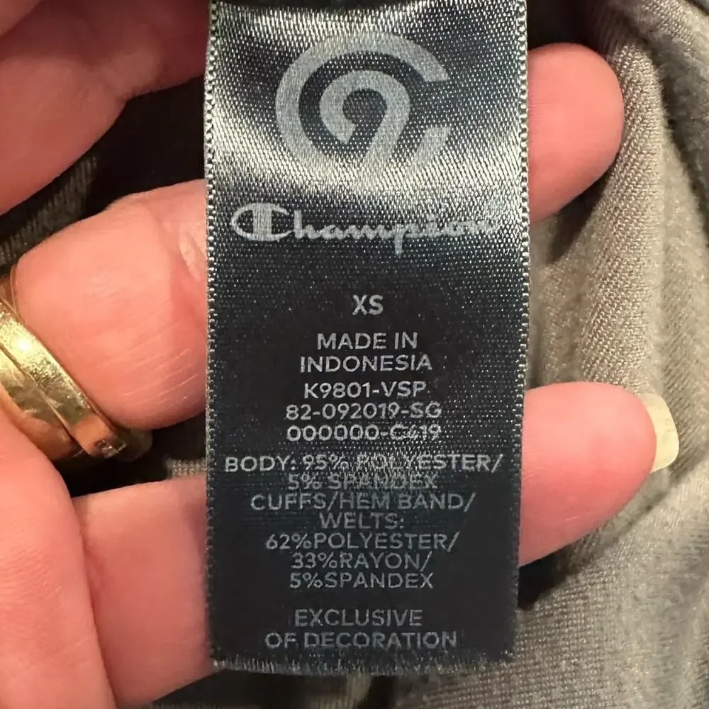 Champion Gray Velour Athletic Jacket Full Zip Size XS